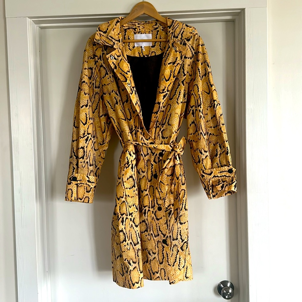 Frame Python Print Trench Coat Jacket Overcoat Ra… - image 5